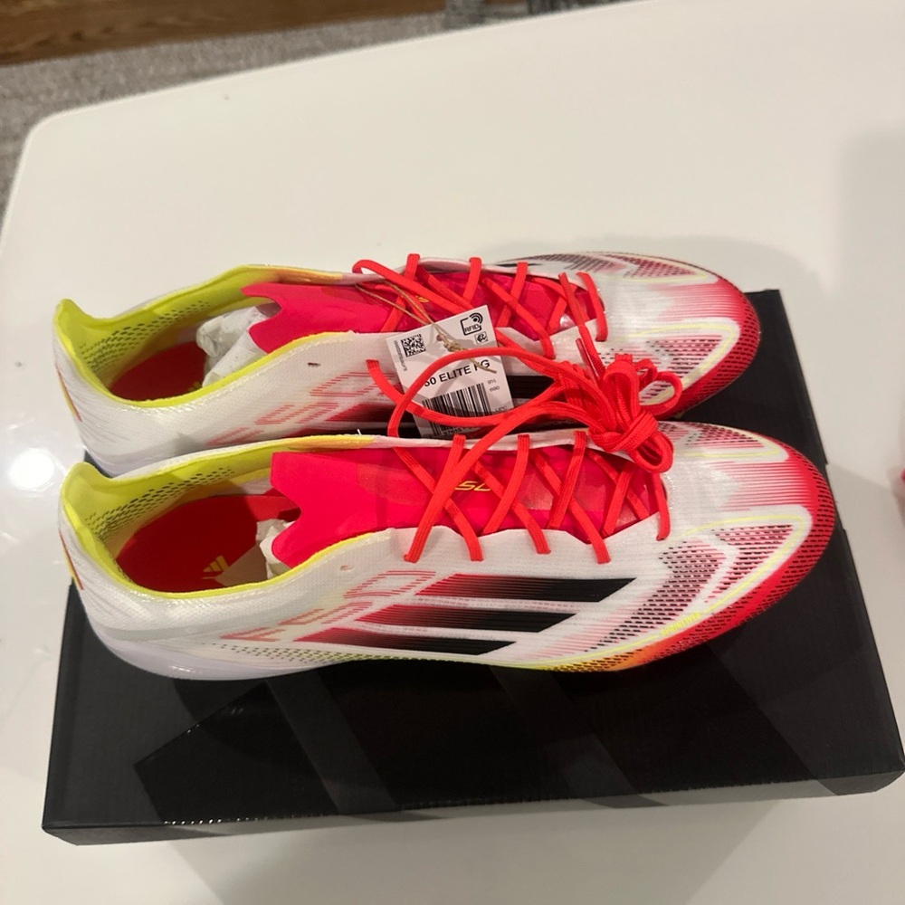 Adidas Red and White Soccer Cleats